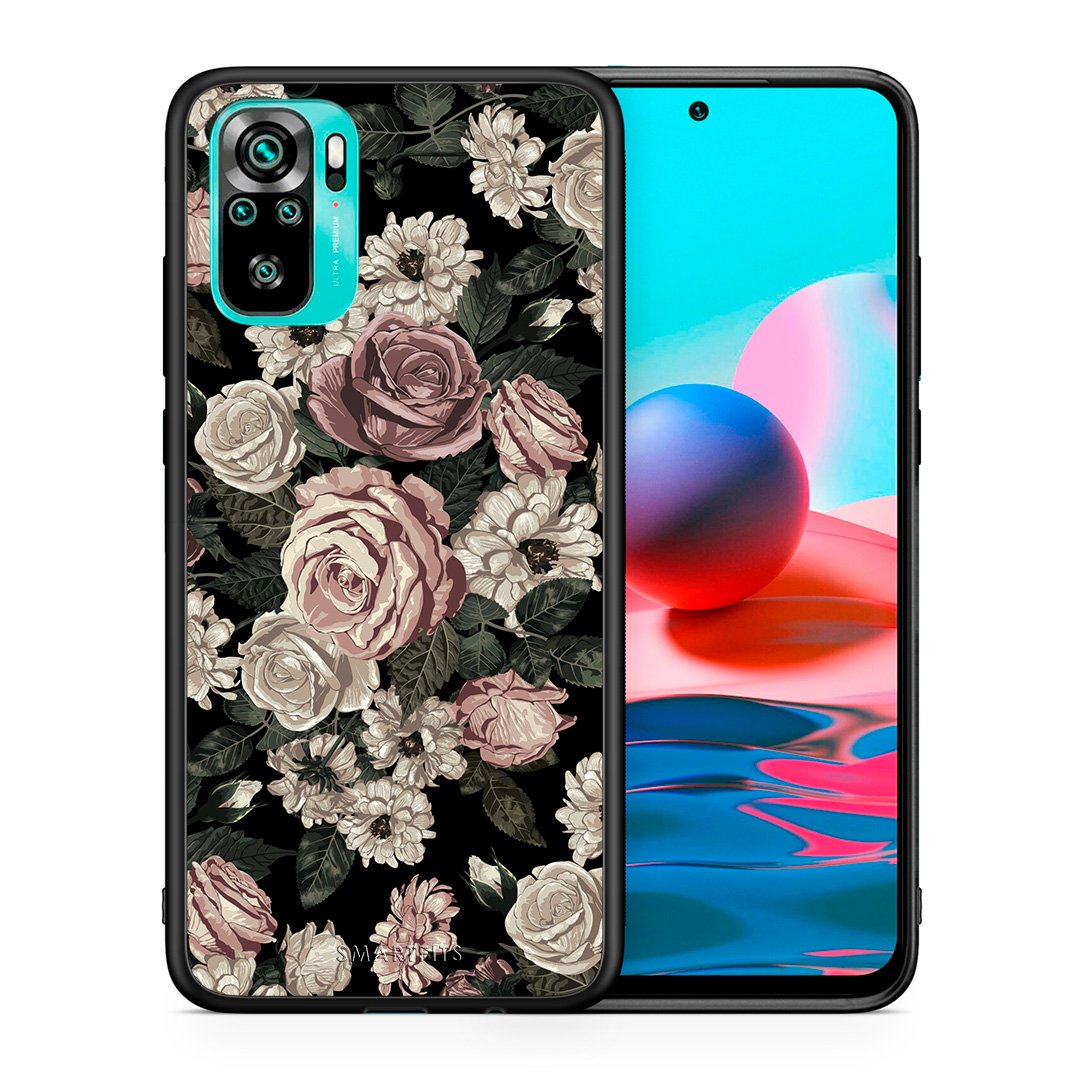 Θήκη Xiaomi Redmi Note 10 Wild Roses Flower από τη Smartfits με σχέδιο στο πίσω μέρος και μαύρο περίβλημα | Xiaomi Redmi Note 10 Wild Roses Flower case with colorful back and black bezels