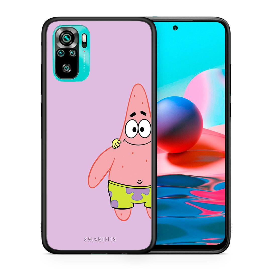 Θήκη Xiaomi Redmi Note 10  Friends Patrick από τη Smartfits με σχέδιο στο πίσω μέρος και μαύρο περίβλημα | Xiaomi Redmi Note 10  Friends Patrick case with colorful back and black bezels