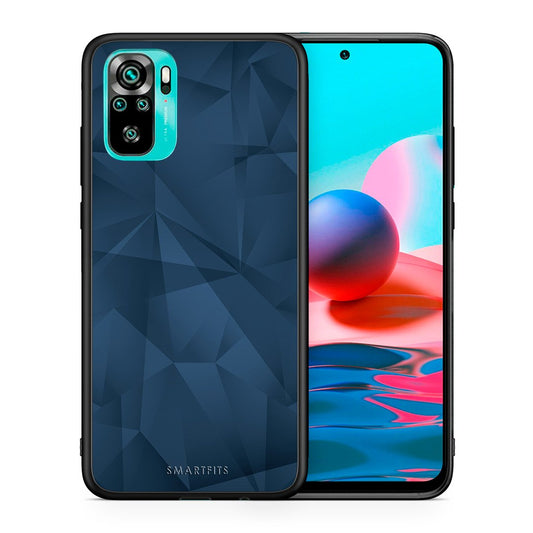Θήκη Xiaomi Redmi Note 10 Blue Abstract Geometric από τη Smartfits με σχέδιο στο πίσω μέρος και μαύρο περίβλημα | Xiaomi Redmi Note 10 Blue Abstract Geometric case with colorful back and black bezels