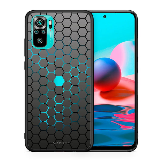 Θήκη Xiaomi Redmi Note 10 Hexagonal Geometric από τη Smartfits με σχέδιο στο πίσω μέρος και μαύρο περίβλημα | Xiaomi Redmi Note 10 Hexagonal Geometric case with colorful back and black bezels