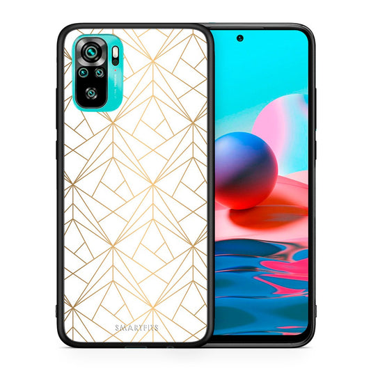 Θήκη Xiaomi Redmi Note 10 Luxury White Geometric από τη Smartfits με σχέδιο στο πίσω μέρος και μαύρο περίβλημα | Xiaomi Redmi Note 10 Luxury White Geometric case with colorful back and black bezels
