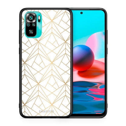 Θήκη Xiaomi Redmi Note 10 Luxury White Geometric από τη Smartfits με σχέδιο στο πίσω μέρος και μαύρο περίβλημα | Xiaomi Redmi Note 10 Luxury White Geometric case with colorful back and black bezels