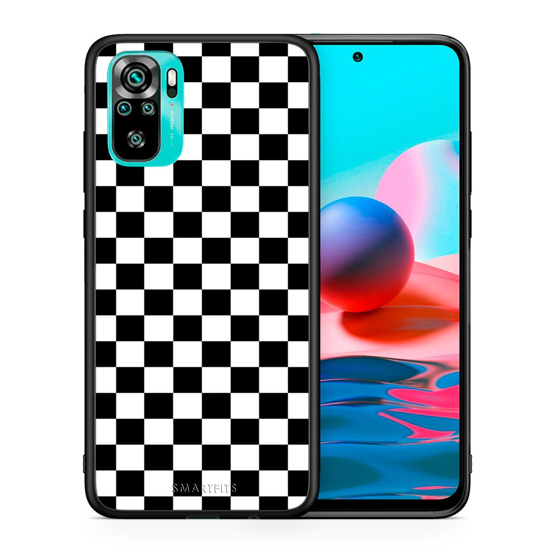 Θήκη Xiaomi Redmi Note 10 Squares Geometric από τη Smartfits με σχέδιο στο πίσω μέρος και μαύρο περίβλημα | Xiaomi Redmi Note 10 Squares Geometric case with colorful back and black bezels