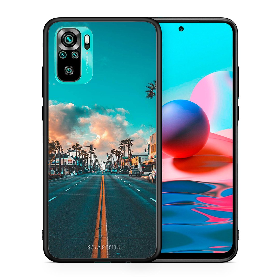 Θήκη Xiaomi Redmi Note 10 City Landscape από τη Smartfits με σχέδιο στο πίσω μέρος και μαύρο περίβλημα | Xiaomi Redmi Note 10 City Landscape case with colorful back and black bezels