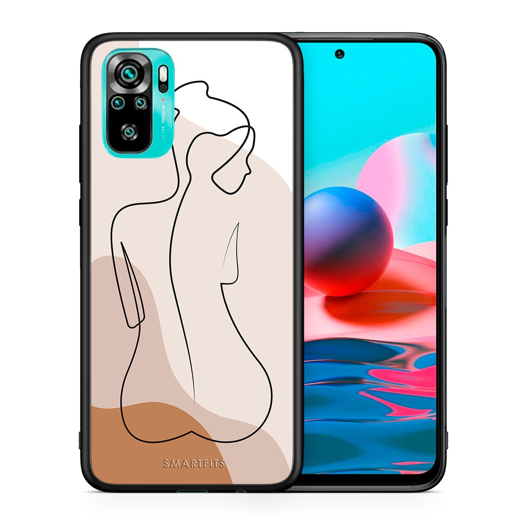 Θήκη Xiaomi Redmi Note 10 LineArt Woman από τη Smartfits με σχέδιο στο πίσω μέρος και μαύρο περίβλημα | Xiaomi Redmi Note 10 LineArt Woman case with colorful back and black bezels