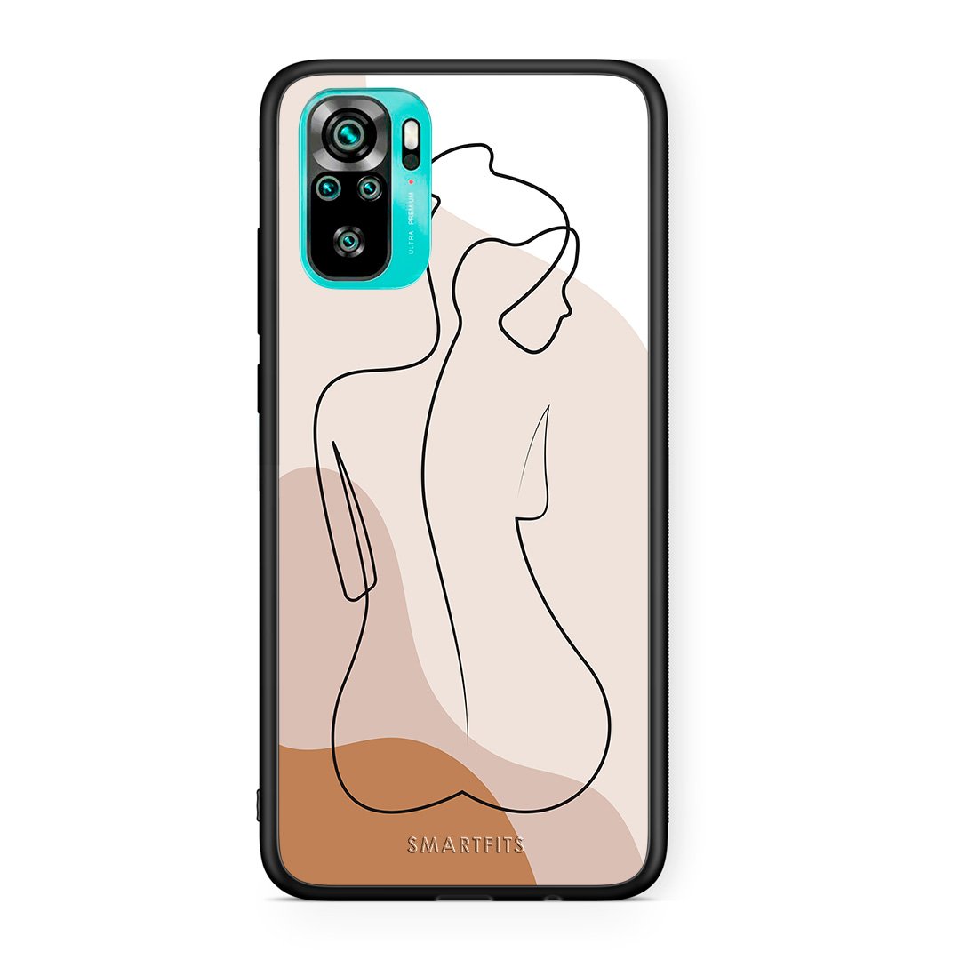 Xiaomi Redmi Note 10 LineArt Woman θήκη από τη Smartfits με σχέδιο στο πίσω μέρος και μαύρο περίβλημα | Smartphone case with colorful back and black bezels by Smartfits