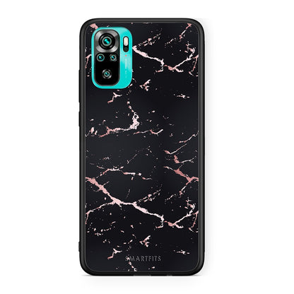 4 - Xiaomi Redmi Note 10 Black Rosegold Marble case, cover, bumper