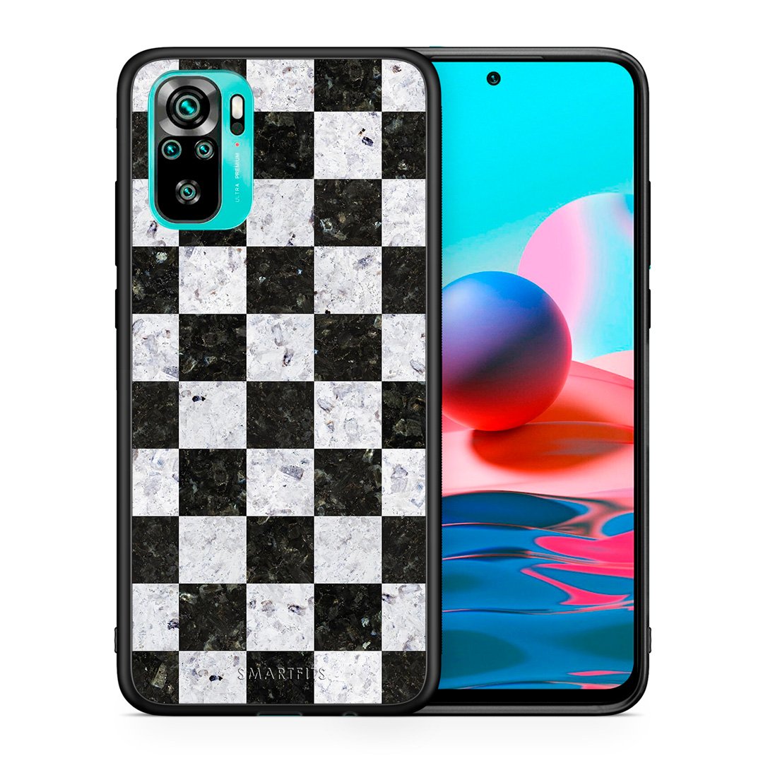 Θήκη Xiaomi Redmi Note 10 Square Geometric Marble από τη Smartfits με σχέδιο στο πίσω μέρος και μαύρο περίβλημα | Xiaomi Redmi Note 10 Square Geometric Marble case with colorful back and black bezels