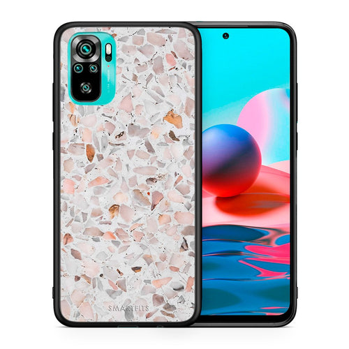 Θήκη Xiaomi Redmi Note 10 Marble Terrazzo από τη Smartfits με σχέδιο στο πίσω μέρος και μαύρο περίβλημα | Xiaomi Redmi Note 10 Marble Terrazzo case with colorful back and black bezels