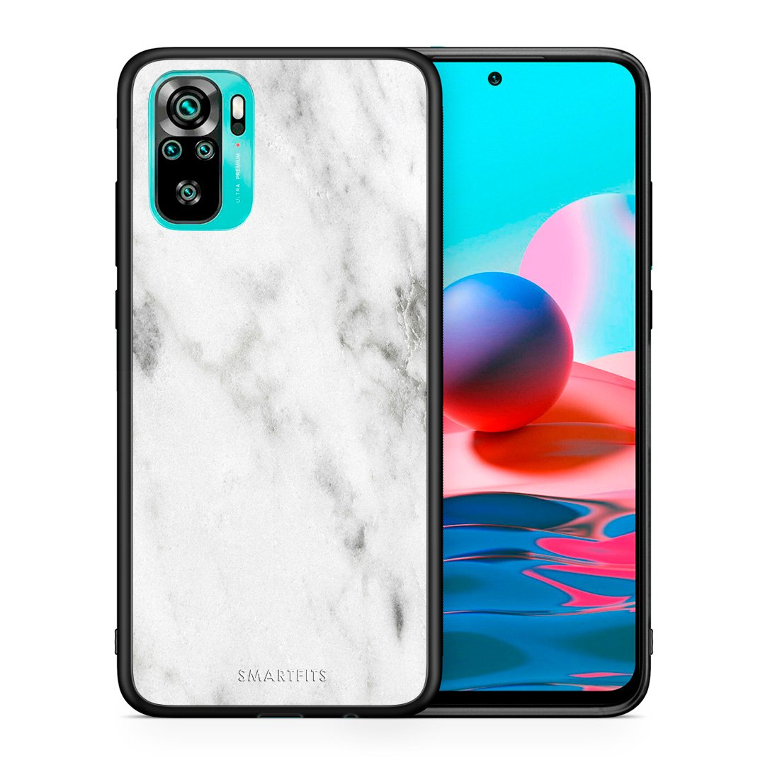 Θήκη Xiaomi Redmi Note 10 White Marble από τη Smartfits με σχέδιο στο πίσω μέρος και μαύρο περίβλημα | Xiaomi Redmi Note 10 White Marble case with colorful back and black bezels