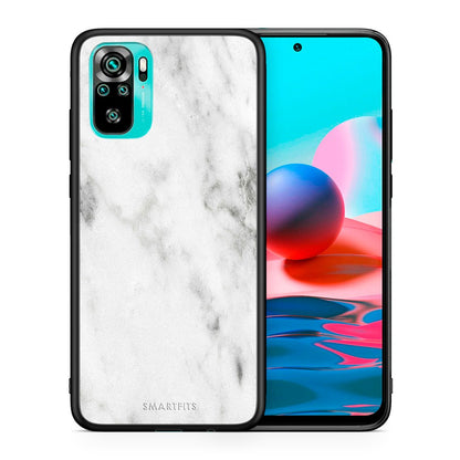 Θήκη Xiaomi Redmi Note 10 White Marble από τη Smartfits με σχέδιο στο πίσω μέρος και μαύρο περίβλημα | Xiaomi Redmi Note 10 White Marble case with colorful back and black bezels