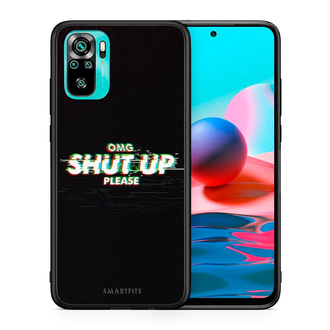 Θήκη Xiaomi Redmi Note 10 OMG ShutUp από τη Smartfits με σχέδιο στο πίσω μέρος και μαύρο περίβλημα | Xiaomi Redmi Note 10 OMG ShutUp case with colorful back and black bezels