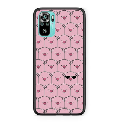 Xiaomi Redmi Note 10 Pig Glasses θήκη από τη Smartfits με σχέδιο στο πίσω μέρος και μαύρο περίβλημα | Smartphone case with colorful back and black bezels by Smartfits