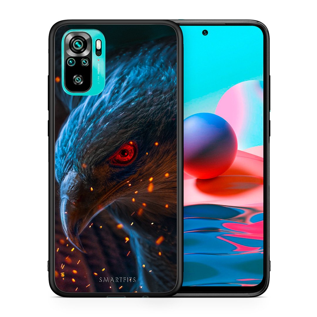 Θήκη Xiaomi Redmi Note 10 Eagle PopArt από τη Smartfits με σχέδιο στο πίσω μέρος και μαύρο περίβλημα | Xiaomi Redmi Note 10 Eagle PopArt case with colorful back and black bezels