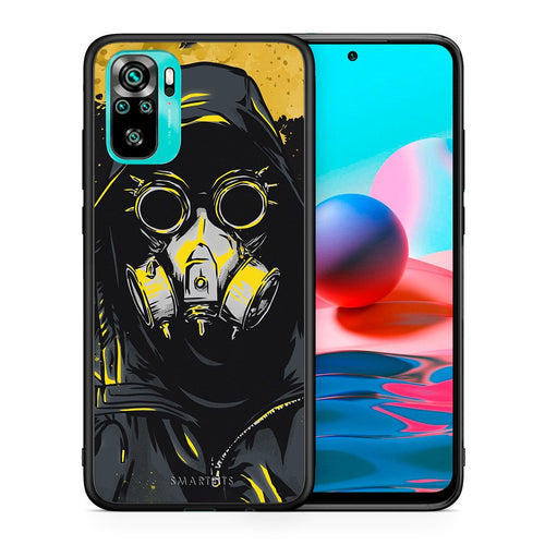 Θήκη Xiaomi Redmi Note 10 Mask PopArt από τη Smartfits με σχέδιο στο πίσω μέρος και μαύρο περίβλημα | Xiaomi Redmi Note 10 Mask PopArt case with colorful back and black bezels