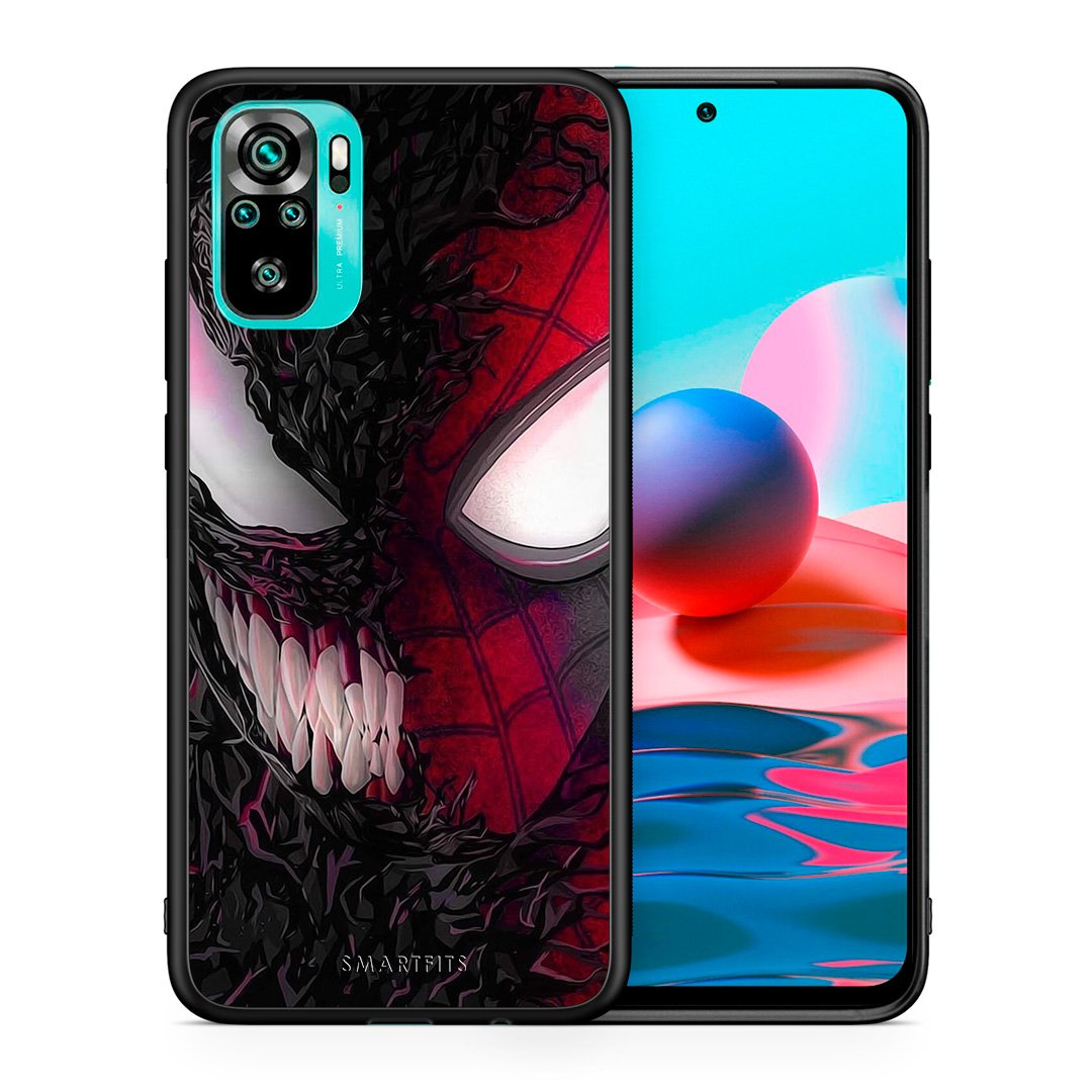 Θήκη Xiaomi Redmi Note 10 SpiderVenom PopArt από τη Smartfits με σχέδιο στο πίσω μέρος και μαύρο περίβλημα | Xiaomi Redmi Note 10 SpiderVenom PopArt case with colorful back and black bezels