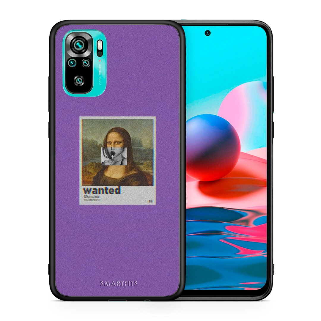 Θήκη Xiaomi Redmi Note 10 Monalisa Popart από τη Smartfits με σχέδιο στο πίσω μέρος και μαύρο περίβλημα | Xiaomi Redmi Note 10 Monalisa Popart case with colorful back and black bezels