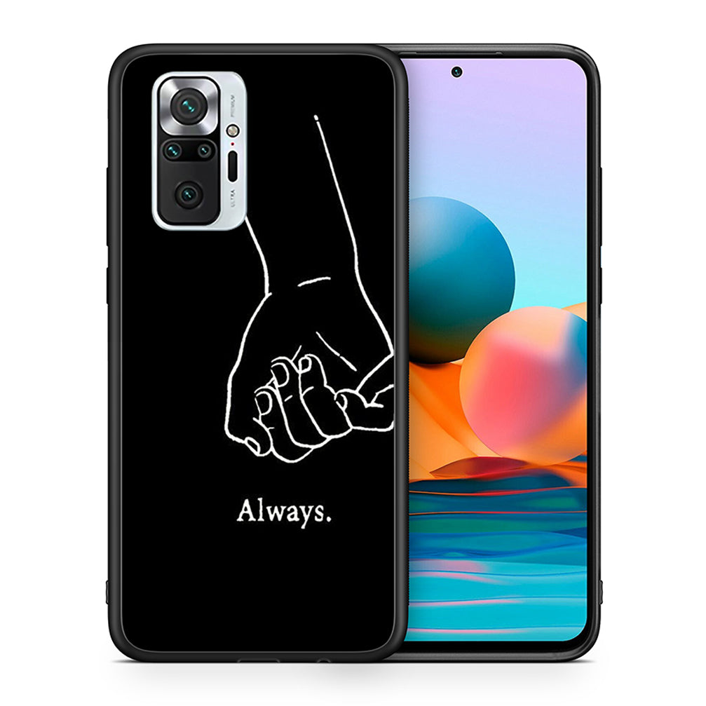 Θήκη Αγίου Βαλεντίνου Xiaomi Redmi Note 10 Pro Always & Forever 1 από τη Smartfits με σχέδιο στο πίσω μέρος και μαύρο περίβλημα | Xiaomi Redmi Note 10 Pro Always & Forever 1 case with colorful back and black bezels