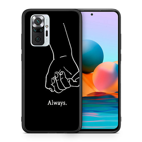 Θήκη Αγίου Βαλεντίνου Xiaomi Redmi Note 10 Pro Always & Forever 1 από τη Smartfits με σχέδιο στο πίσω μέρος και μαύρο περίβλημα | Xiaomi Redmi Note 10 Pro Always & Forever 1 case with colorful back and black bezels