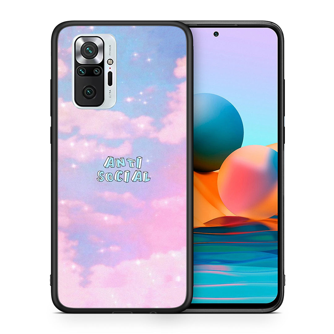 Θήκη Αγίου Βαλεντίνου Xiaomi Redmi Note 10 Pro Anti Social από τη Smartfits με σχέδιο στο πίσω μέρος και μαύρο περίβλημα | Xiaomi Redmi Note 10 Pro Anti Social case with colorful back and black bezels