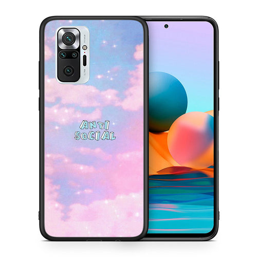 Θήκη Αγίου Βαλεντίνου Xiaomi Redmi Note 10 Pro Anti Social από τη Smartfits με σχέδιο στο πίσω μέρος και μαύρο περίβλημα | Xiaomi Redmi Note 10 Pro Anti Social case with colorful back and black bezels