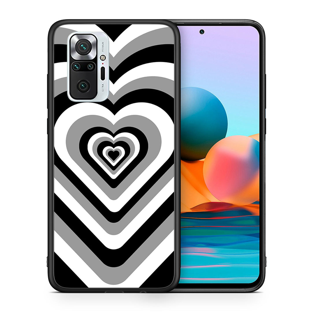 Θήκη Xiaomi Redmi Note 10 Pro Black Hearts από τη Smartfits με σχέδιο στο πίσω μέρος και μαύρο περίβλημα | Xiaomi Redmi Note 10 Pro Black Hearts case with colorful back and black bezels