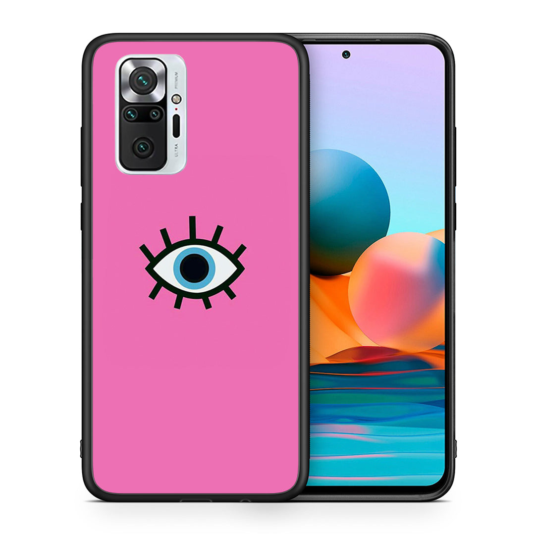 Θήκη Xiaomi Redmi Note 10 Pro Blue Eye Pink από τη Smartfits με σχέδιο στο πίσω μέρος και μαύρο περίβλημα | Xiaomi Redmi Note 10 Pro Blue Eye Pink case with colorful back and black bezels