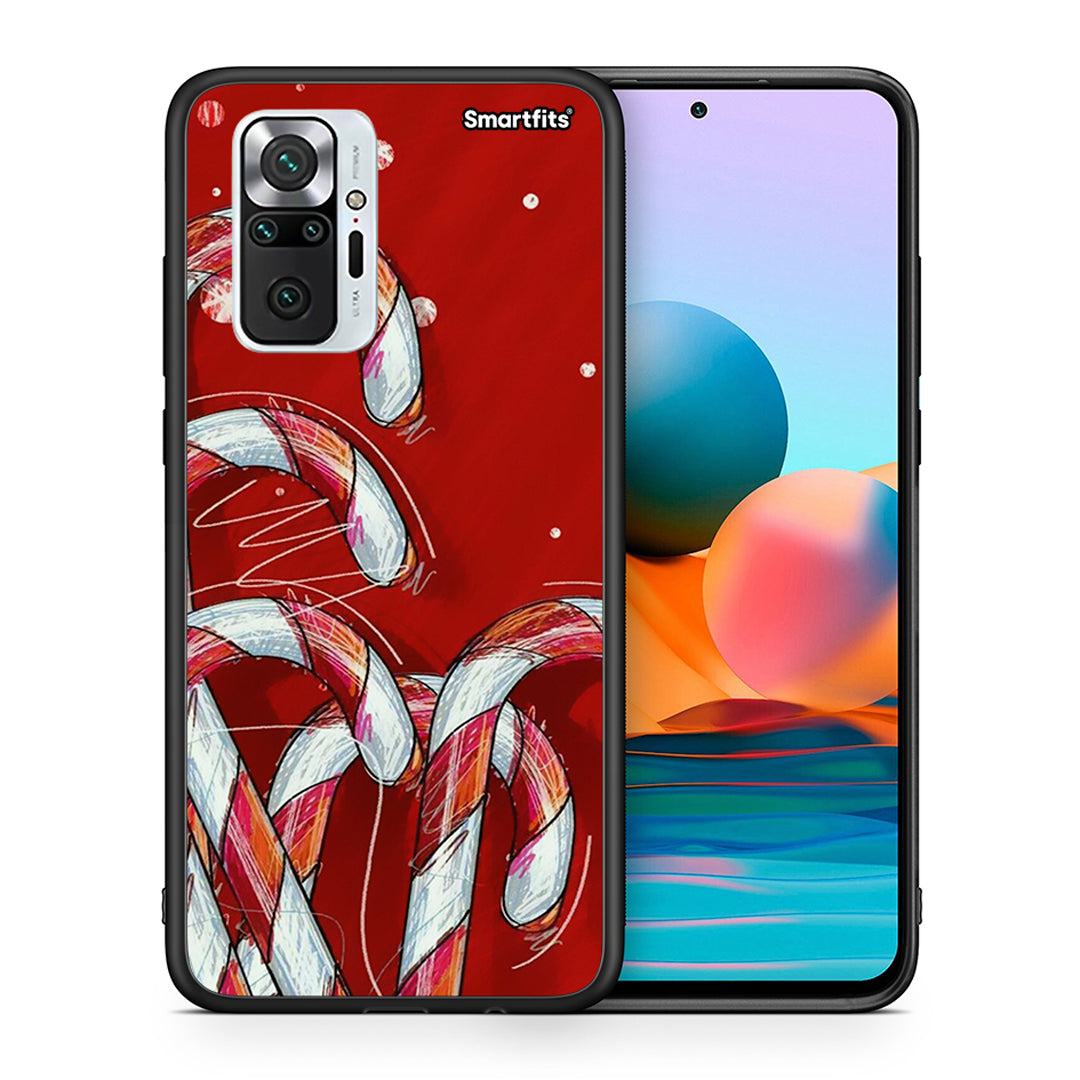 Θήκη Xiaomi Redmi Note 10 Pro Candy Cane από τη Smartfits με σχέδιο στο πίσω μέρος και μαύρο περίβλημα | Xiaomi Redmi Note 10 Pro Candy Cane case with colorful back and black bezels