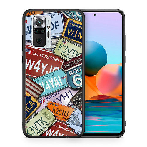 Θήκη Xiaomi Redmi Note 10 Pro Car Plates από τη Smartfits με σχέδιο στο πίσω μέρος και μαύρο περίβλημα | Xiaomi Redmi Note 10 Pro Car Plates case with colorful back and black bezels