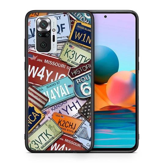 Θήκη Xiaomi Redmi Note 10 Pro Car Plates από τη Smartfits με σχέδιο στο πίσω μέρος και μαύρο περίβλημα | Xiaomi Redmi Note 10 Pro Car Plates case with colorful back and black bezels