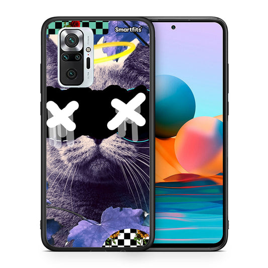 Θήκη Xiaomi Redmi Note 10 Pro Cat Collage από τη Smartfits με σχέδιο στο πίσω μέρος και μαύρο περίβλημα | Xiaomi Redmi Note 10 Pro Cat Collage case with colorful back and black bezels