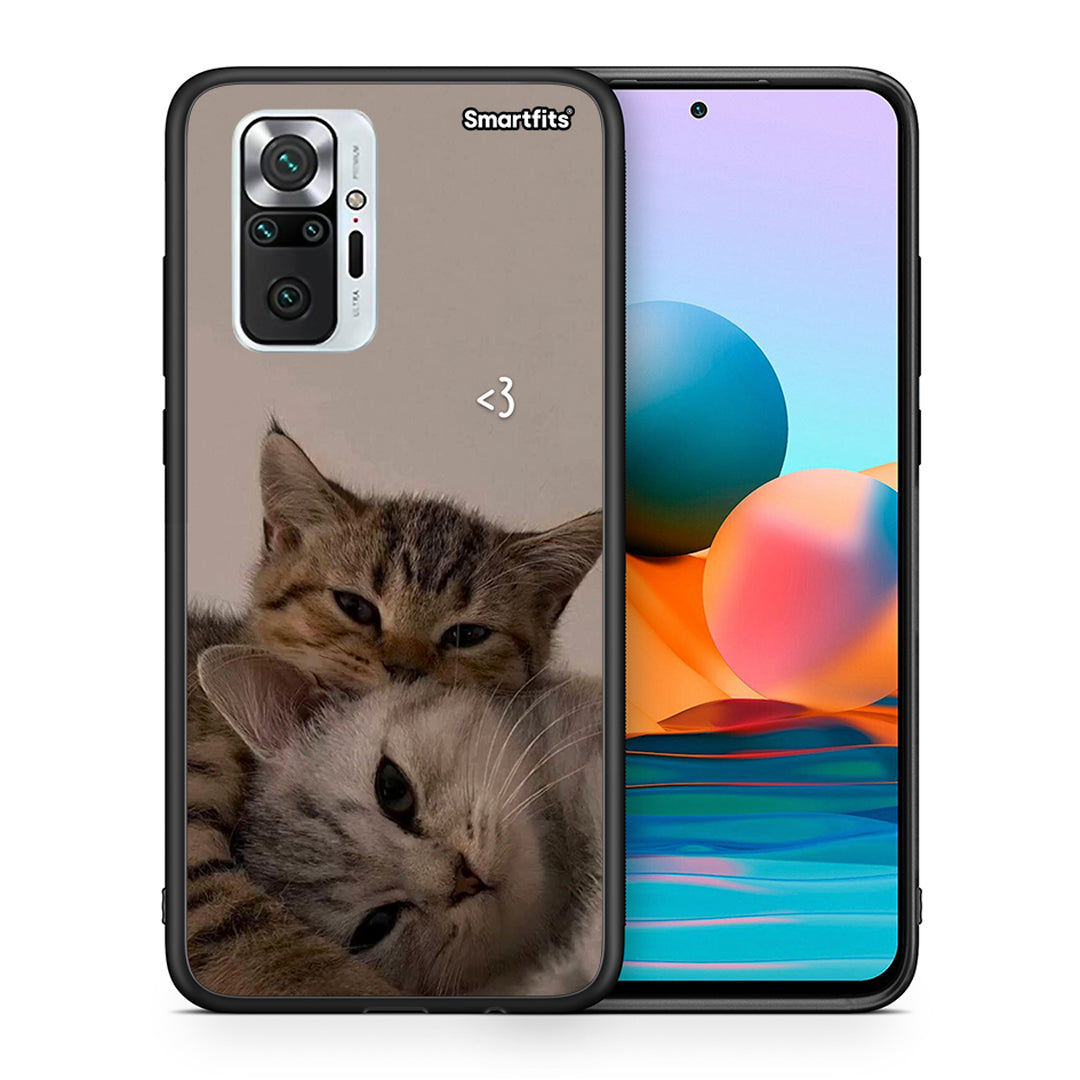 Θήκη Xiaomi Redmi Note 10 Pro Cats In Love από τη Smartfits με σχέδιο στο πίσω μέρος και μαύρο περίβλημα | Xiaomi Redmi Note 10 Pro Cats In Love case with colorful back and black bezels