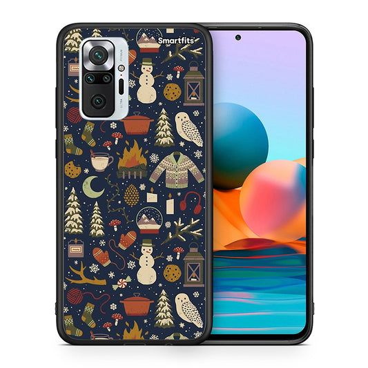 Θήκη Xiaomi Redmi Note 10 Pro Christmas Elements από τη Smartfits με σχέδιο στο πίσω μέρος και μαύρο περίβλημα | Xiaomi Redmi Note 10 Pro Christmas Elements case with colorful back and black bezels