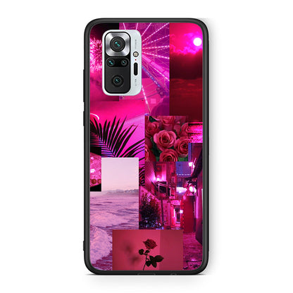 Xiaomi Redmi Note 10 Pro Collage Red Roses Θήκη Αγίου Βαλεντίνου από τη Smartfits με σχέδιο στο πίσω μέρος και μαύρο περίβλημα | Smartphone case with colorful back and black bezels by Smartfits