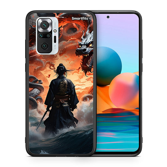 Θήκη Xiaomi Redmi Note 10 Pro Dragons Fight από τη Smartfits με σχέδιο στο πίσω μέρος και μαύρο περίβλημα | Xiaomi Redmi Note 10 Pro Dragons Fight case with colorful back and black bezels