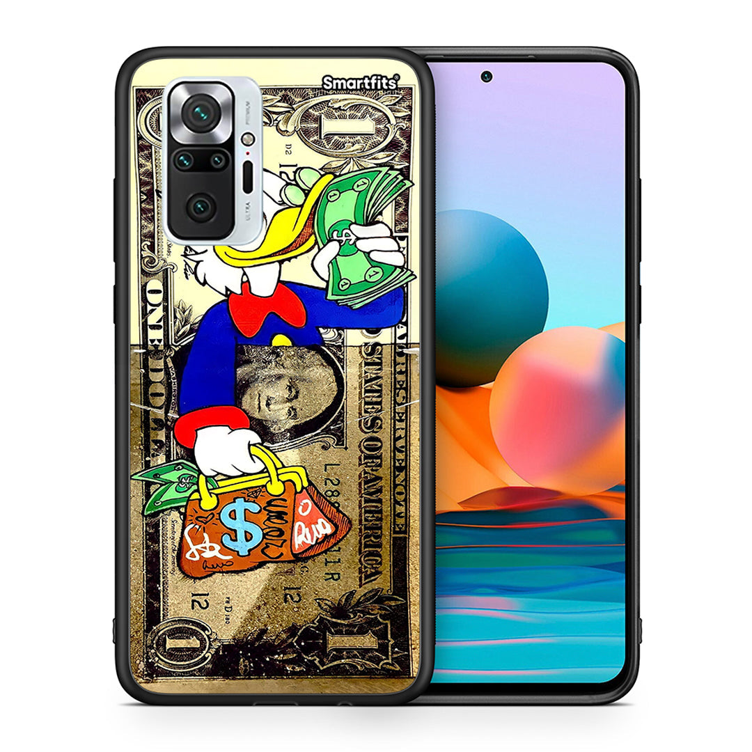 Θήκη Xiaomi Redmi Note 10 Pro Duck Money από τη Smartfits με σχέδιο στο πίσω μέρος και μαύρο περίβλημα | Xiaomi Redmi Note 10 Pro Duck Money case with colorful back and black bezels