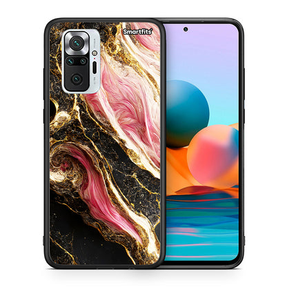 Θήκη Xiaomi Redmi Note 10 Pro Glamorous Pink Marble από τη Smartfits με σχέδιο στο πίσω μέρος και μαύρο περίβλημα | Xiaomi Redmi Note 10 Pro Glamorous Pink Marble case with colorful back and black bezels