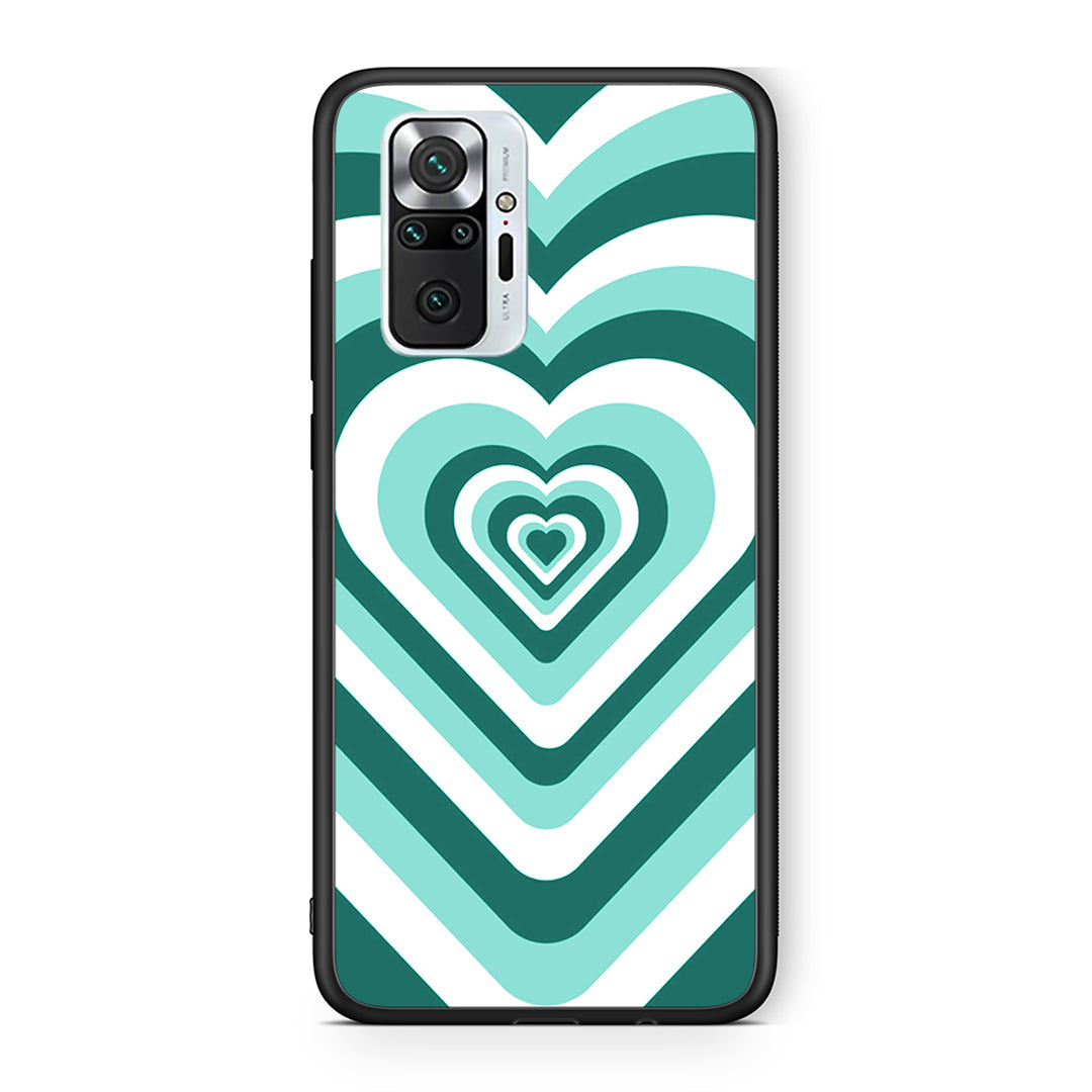 Xiaomi Redmi Note 10 Pro Green Hearts θήκη από τη Smartfits με σχέδιο στο πίσω μέρος και μαύρο περίβλημα | Smartphone case with colorful back and black bezels by Smartfits