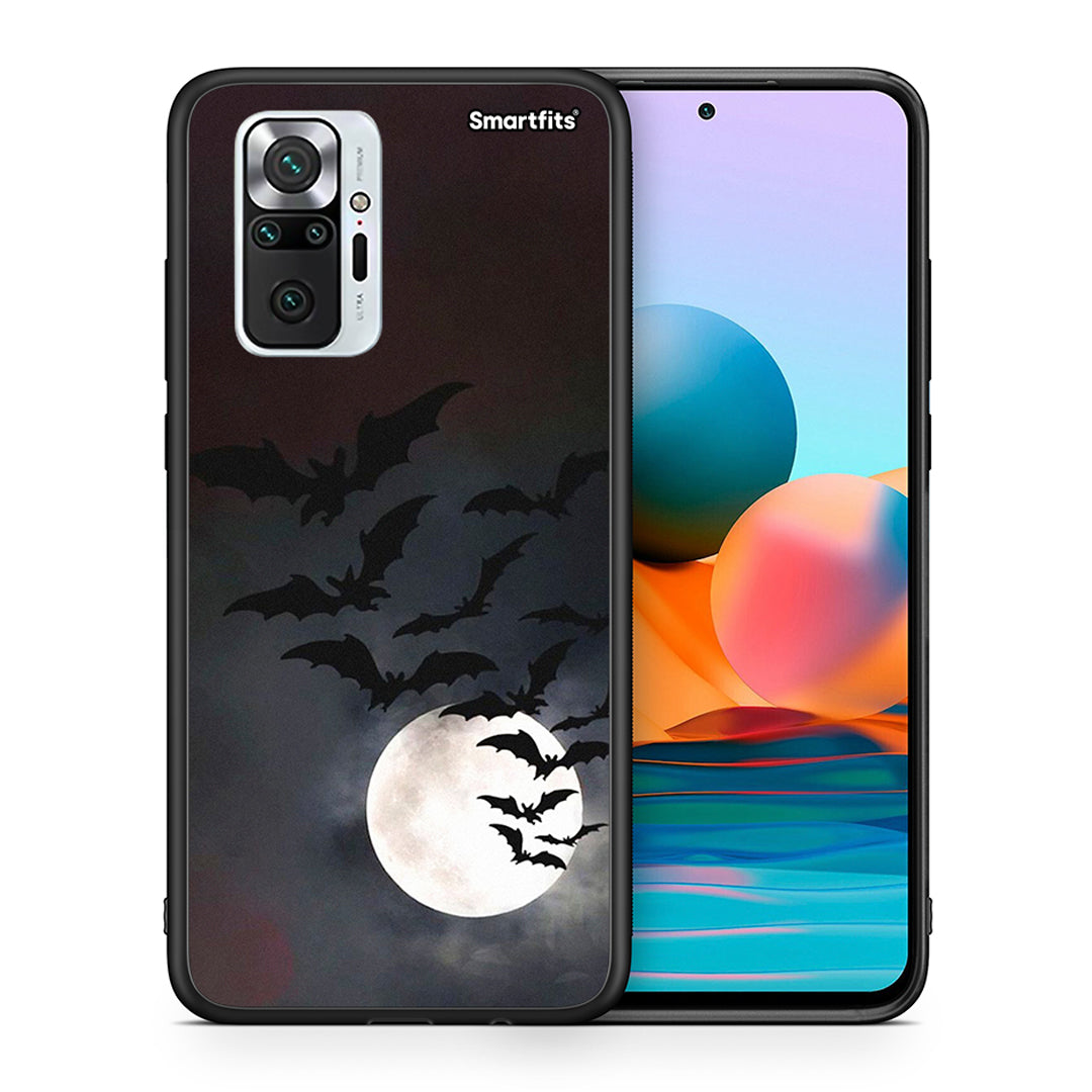 Θήκη Xiaomi Redmi Note 10 Pro Halloween Bat Night από τη Smartfits με σχέδιο στο πίσω μέρος και μαύρο περίβλημα | Xiaomi Redmi Note 10 Pro Halloween Bat Night case with colorful back and black bezels