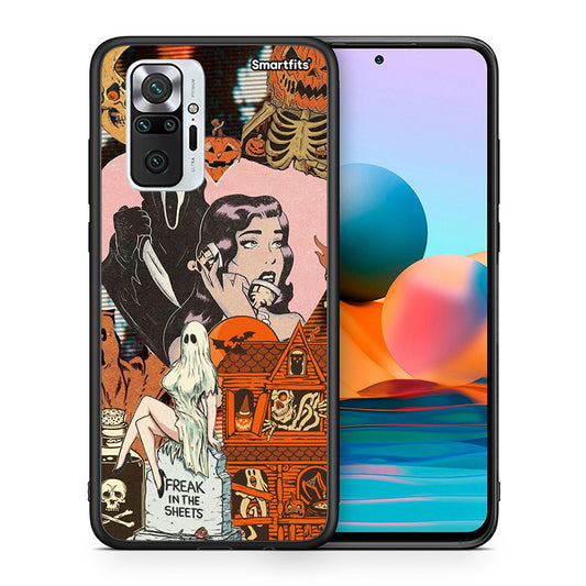 Θήκη Xiaomi Redmi Note 10 Pro Halloween Collage από τη Smartfits με σχέδιο στο πίσω μέρος και μαύρο περίβλημα | Xiaomi Redmi Note 10 Pro Halloween Collage case with colorful back and black bezels