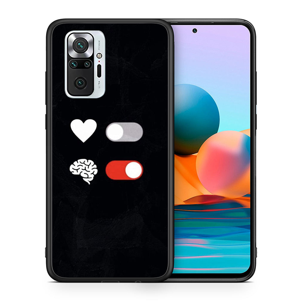 Θήκη Αγίου Βαλεντίνου Xiaomi Redmi Note 10 Pro Heart Vs Brain από τη Smartfits με σχέδιο στο πίσω μέρος και μαύρο περίβλημα | Xiaomi Redmi Note 10 Pro Heart Vs Brain case with colorful back and black bezels