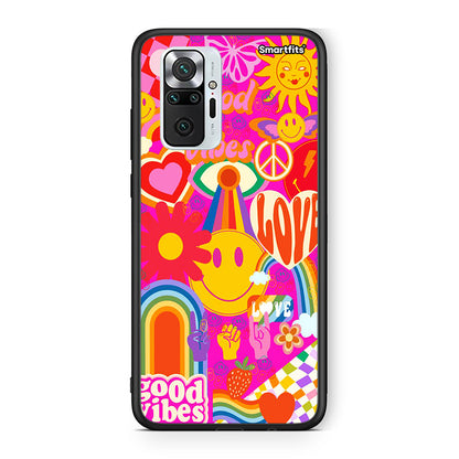 Xiaomi Redmi Note 10 Pro Hippie Love θήκη από τη Smartfits με σχέδιο στο πίσω μέρος και μαύρο περίβλημα | Smartphone case with colorful back and black bezels by Smartfits