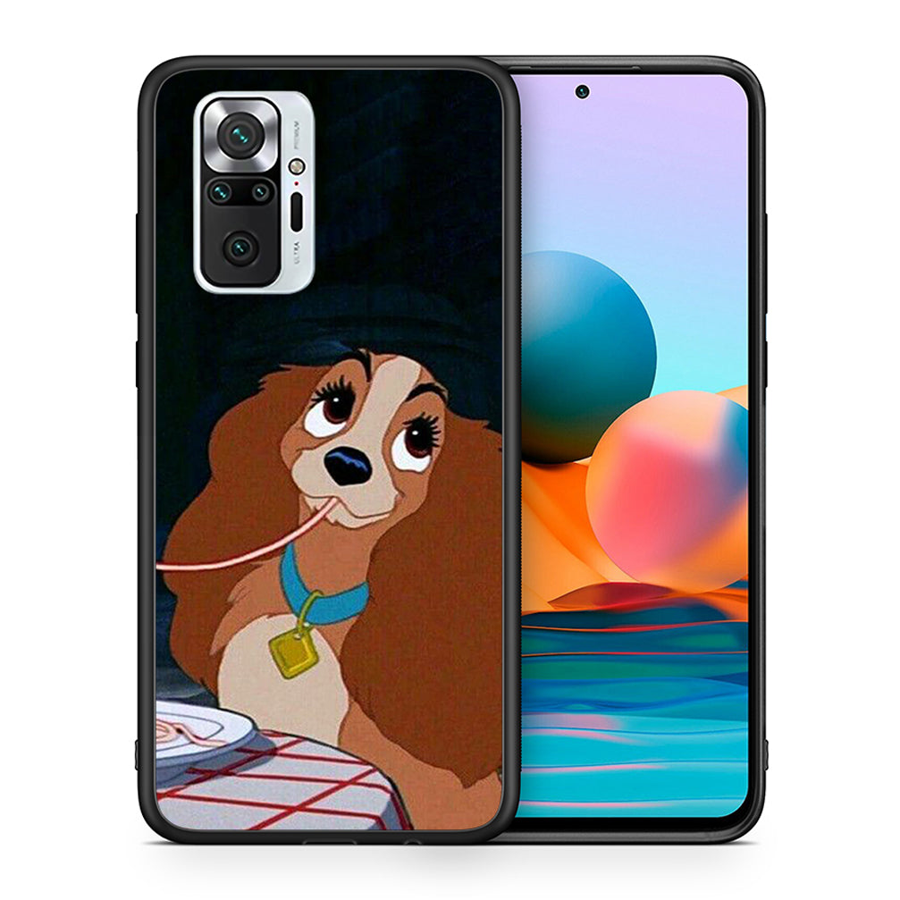 Θήκη Αγίου Βαλεντίνου Xiaomi Redmi Note 10 Pro Lady And Tramp 2 από τη Smartfits με σχέδιο στο πίσω μέρος και μαύρο περίβλημα | Xiaomi Redmi Note 10 Pro Lady And Tramp 2 case with colorful back and black bezels