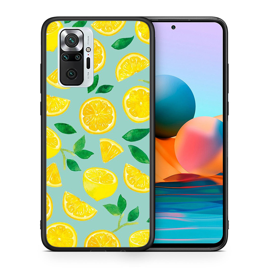 Θήκη Xiaomi Redmi Note 10 Pro Lemons από τη Smartfits με σχέδιο στο πίσω μέρος και μαύρο περίβλημα | Xiaomi Redmi Note 10 Pro Lemons case with colorful back and black bezels