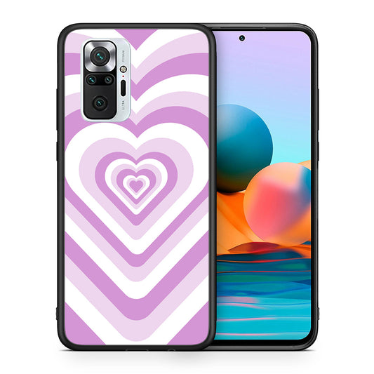 Θήκη Xiaomi Redmi Note 10 Pro Lilac Hearts από τη Smartfits με σχέδιο στο πίσω μέρος και μαύρο περίβλημα | Xiaomi Redmi Note 10 Pro Lilac Hearts case with colorful back and black bezels