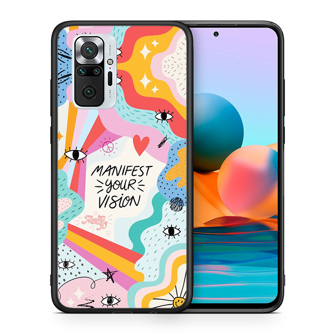 Θήκη Xiaomi Redmi Note 10 Pro Manifest Your Vision από τη Smartfits με σχέδιο στο πίσω μέρος και μαύρο περίβλημα | Xiaomi Redmi Note 10 Pro Manifest Your Vision case with colorful back and black bezels