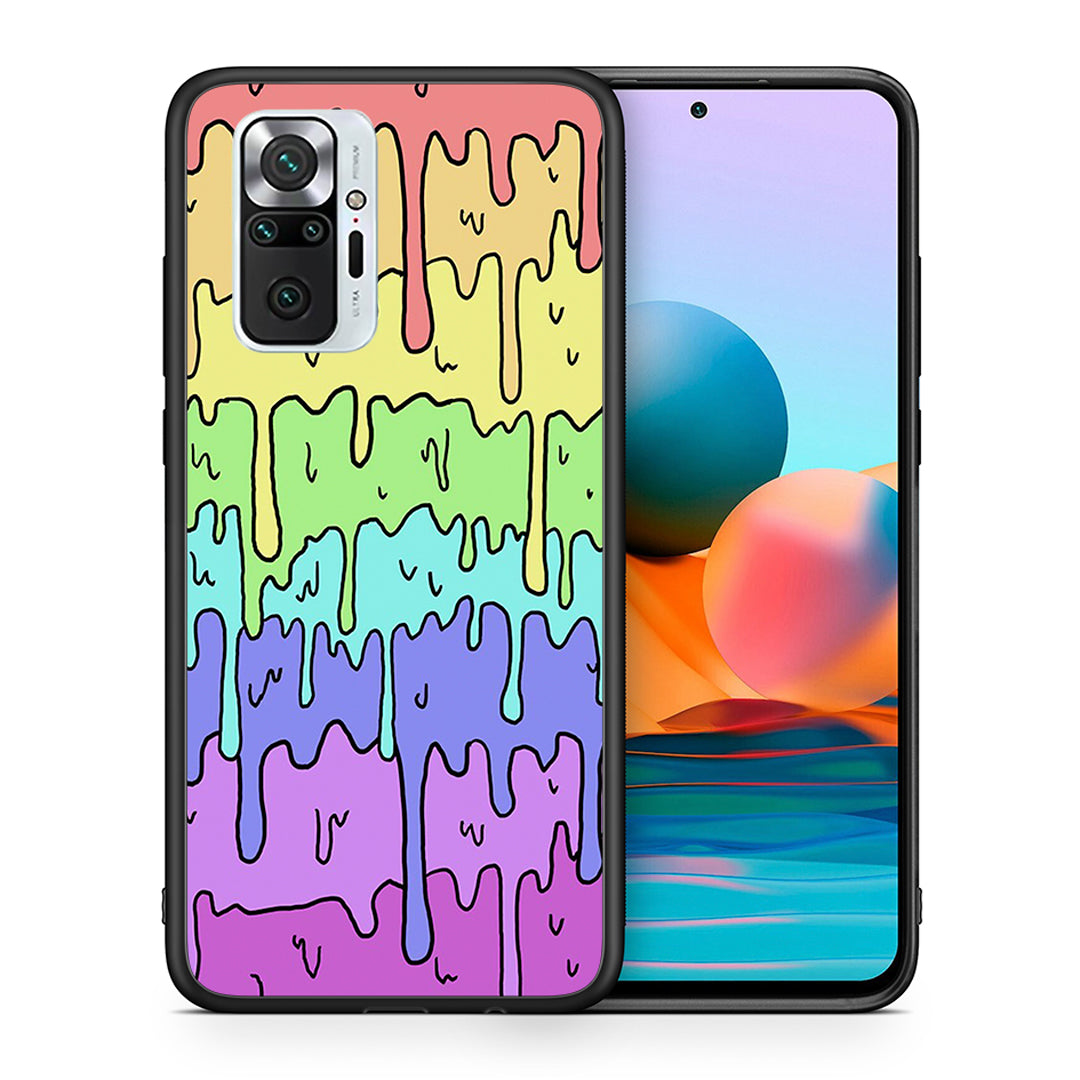 Θήκη Xiaomi Redmi Note 10 Pro Melting Rainbow από τη Smartfits με σχέδιο στο πίσω μέρος και μαύρο περίβλημα | Xiaomi Redmi Note 10 Pro Melting Rainbow case with colorful back and black bezels