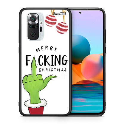 Θήκη Xiaomi Redmi Note 10 Pro Merry F Xmas από τη Smartfits με σχέδιο στο πίσω μέρος και μαύρο περίβλημα | Xiaomi Redmi Note 10 Pro Merry F Xmas case with colorful back and black bezels