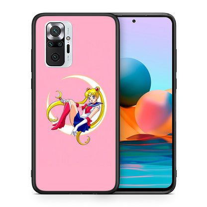 Θήκη Xiaomi Redmi Note 10 Pro Moon Girl από τη Smartfits με σχέδιο στο πίσω μέρος και μαύρο περίβλημα | Xiaomi Redmi Note 10 Pro Moon Girl case with colorful back and black bezels