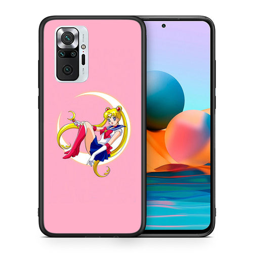 Θήκη Xiaomi Redmi Note 10 Pro Moon Girl από τη Smartfits με σχέδιο στο πίσω μέρος και μαύρο περίβλημα | Xiaomi Redmi Note 10 Pro Moon Girl case with colorful back and black bezels